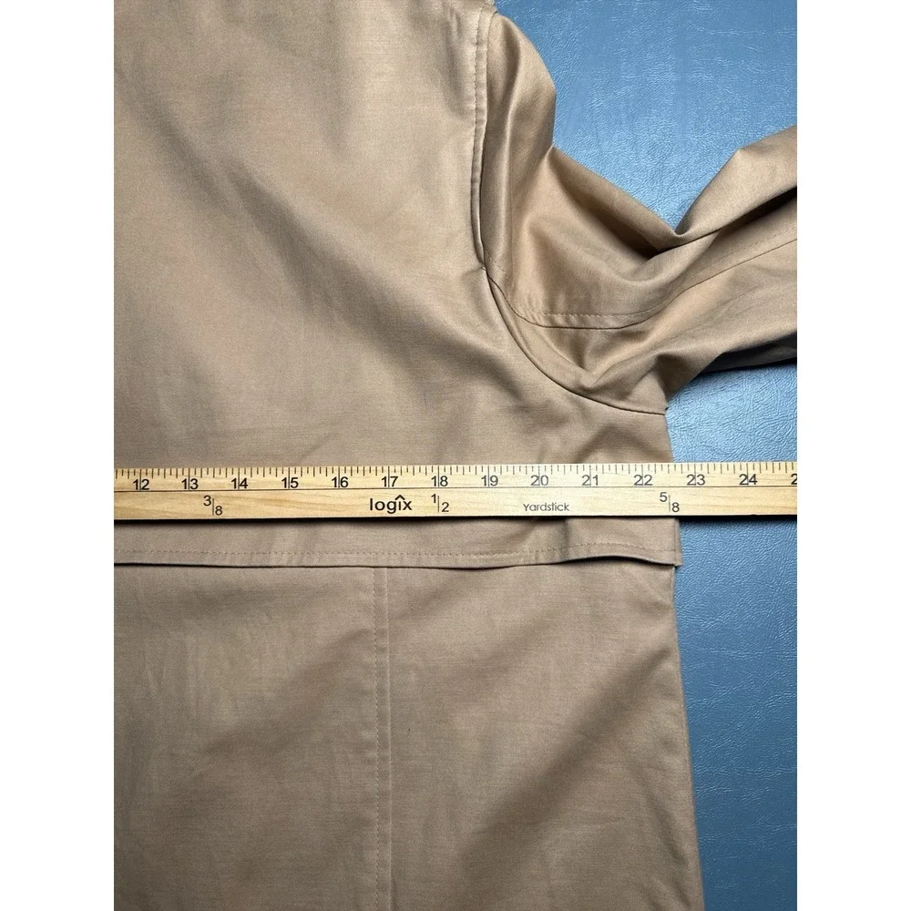Liz Claiborne Women's Large Trench Coat Tan Cotton Blend Double‎ Breasted NWOT